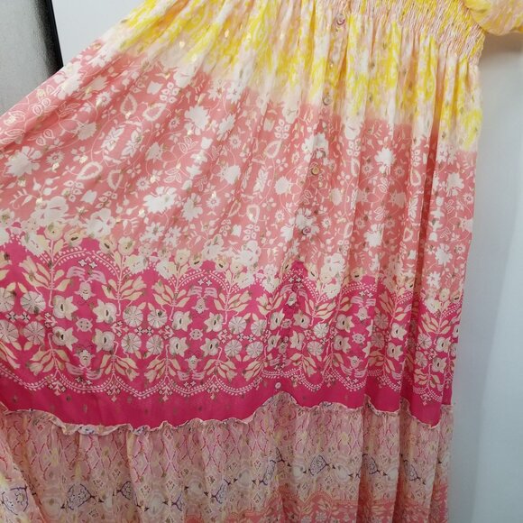 House of Harlow 1960 Ruffled Tiered Floral Maxi Dress Small Boho Festival Resort - Picture 9 of 13